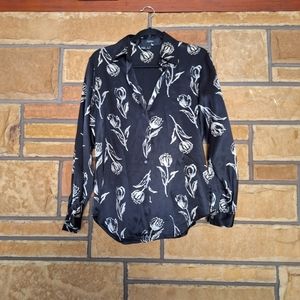 Silk Printed Button Down Top Sz 6